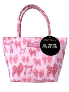 Betsey Johnson Pink Bow Pattern Insulated Lunch Tote NWT